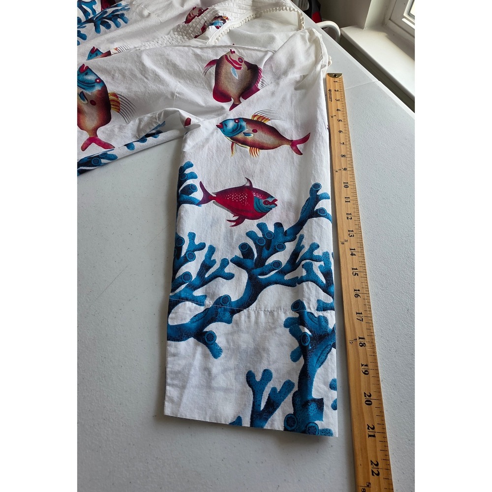 Soft Surroundings Plus Size Tunic Dress Seychelles Fish Coral 1X Beaded Hem - Picture 10 of 13